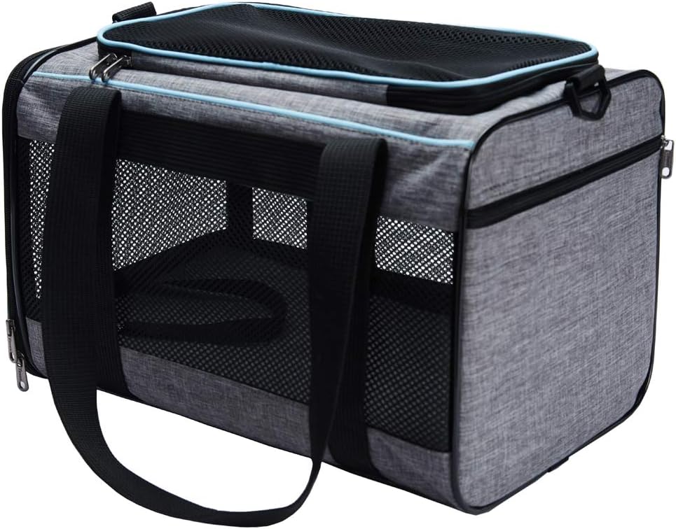 Vceoa Transportador para Gatos y Perros de 19x12x12 Pulgadas, para Mascotas de hasta 22 Libras, Bolsa de Transporte de Animales de Lados Suaves para Viajar con Cachorros, Hogar de Mascotas de Tela