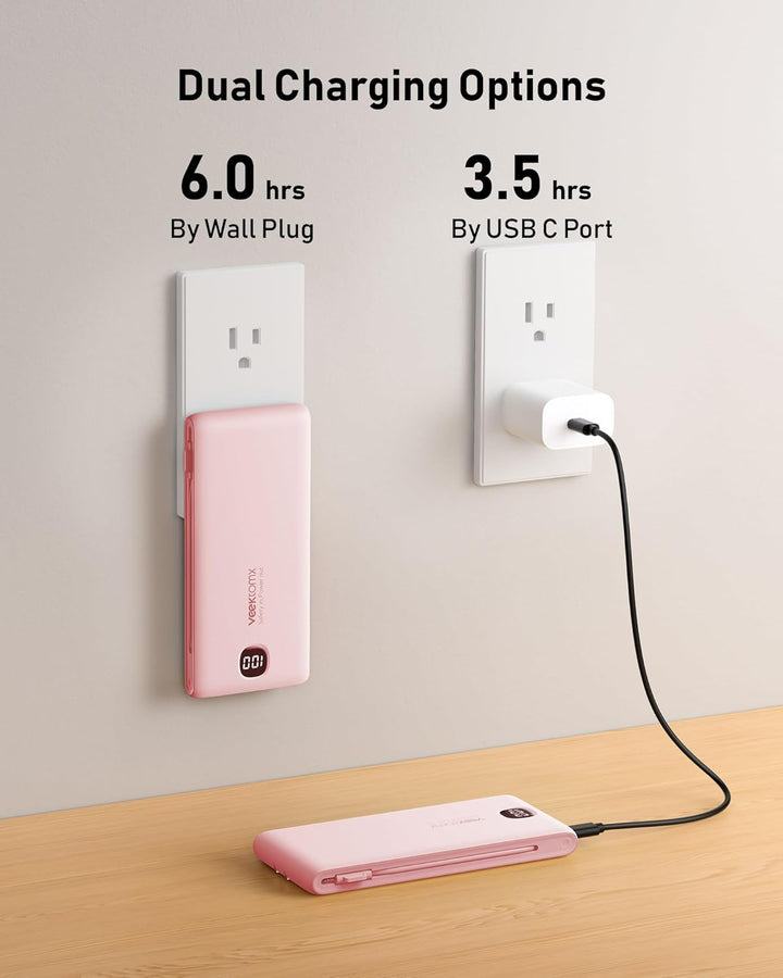 Cargador portátil de batería con cables integrados y enchufe de par...
