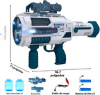 Pistola automática de burbujas Gatling con 2 baterías recargables, produce decenas de miles de burbujas/minuto, incluye vista y linterna, ABS probado en caídas, juguete de máquina de burbujas para niños y adultos, fiesta, boda
