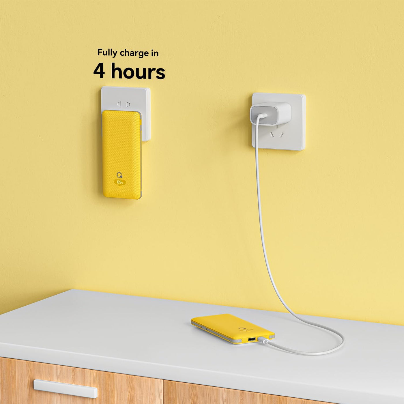 Cargador portátil de 10000 mAh con cables integrados y enchufe de p...