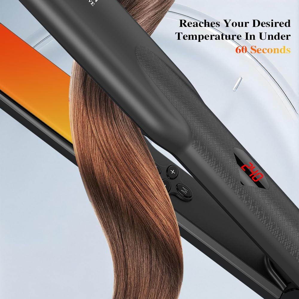 Plancha de pelo portátil 2 en 1 de doble voltaje: 1.25" de anch...
