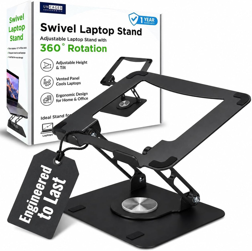 Uncaged Ergonomics Laptop Stand para Desk Riser/360° Swivel (negro)