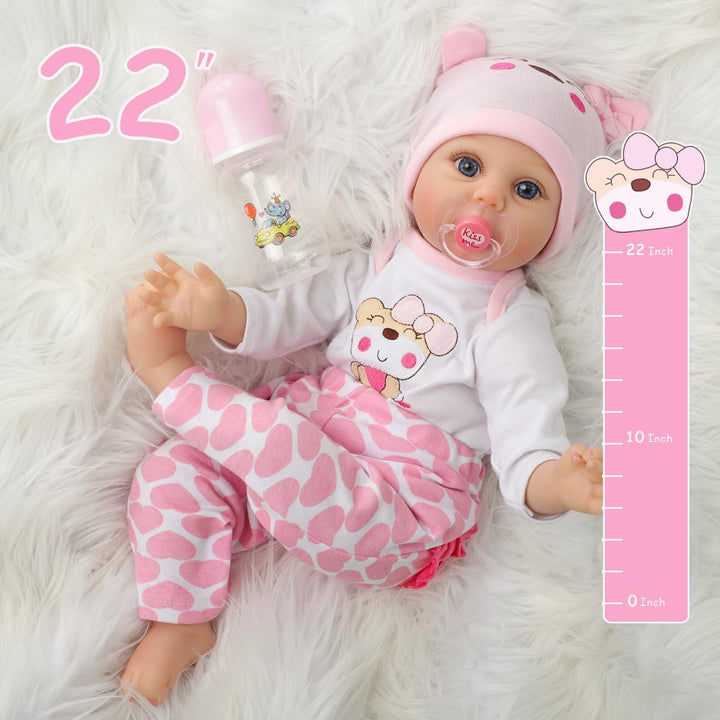 Kdudgso Muñecas Reborn Baby Girl de silicona realista de 22 pulgada...