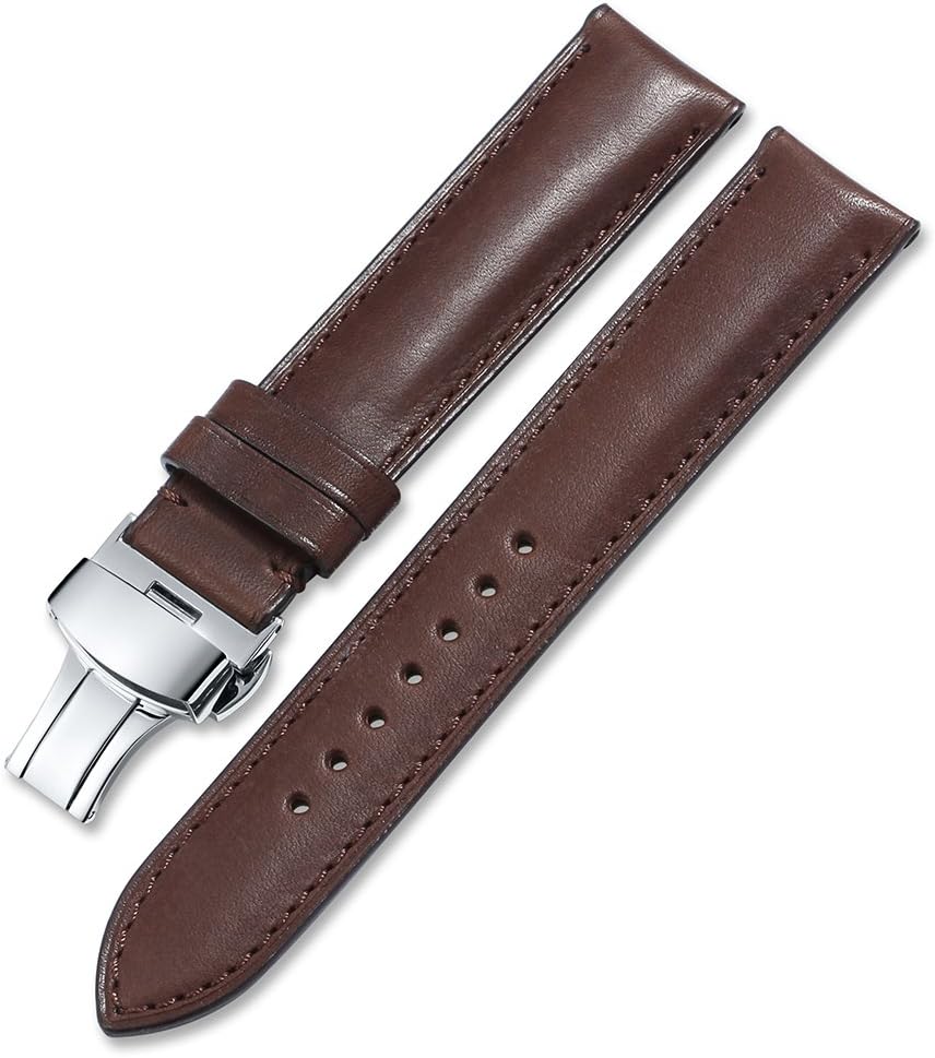 Correa de liberación rápida para reloj, correa de repuesto, hecha de piel de grano superior, hebilla de acero inoxidable, 0.71 pulgadas, 0.75 pulgadas, 0.79 pulgadas, 0.83 pulgadas, 0.87 pulgadas, 0.95 pulgadas para hombres y mujeres