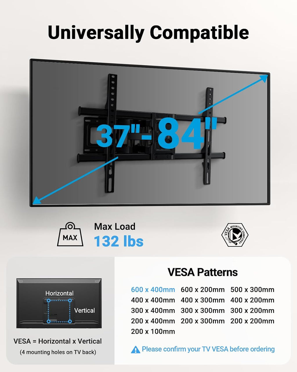 Pipishell Soporte de pared para TV de movimiento completo para la mayoría