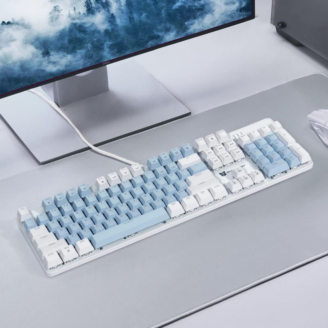 Qisan Teclado mecánico 104 para juegos | Teclado USB de gran tamaño...