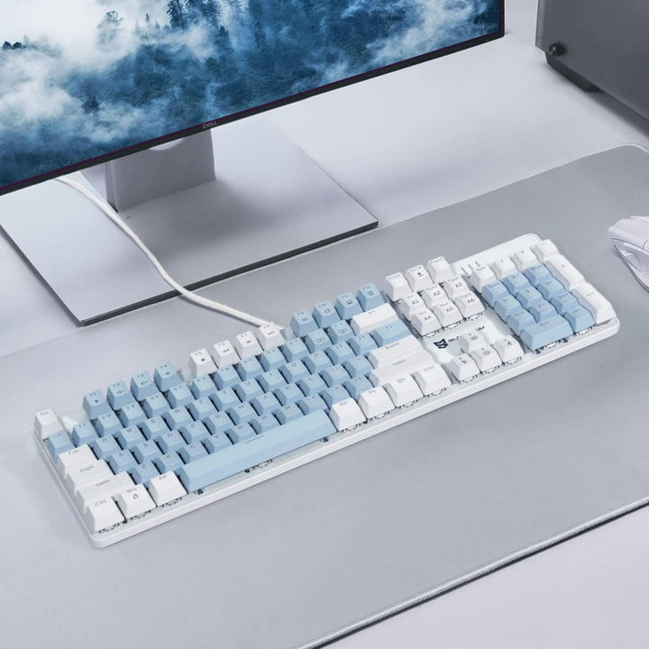 Qisan Teclado mecánico 104 para juegos | Teclado USB de gran tamaño...