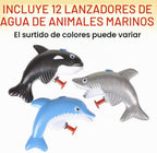 ArtCreativity Squirters de agua de animales marinos, paquete de 12, pistolas de juguete de delfín, tiburón y ballena para piscina, playa y diversión de verano al aire libre, regalos geniales de fiesta