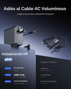 Cargador para portátil HP de 65 W con carga de dispositivo USB-C