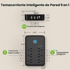 GHome Smart Extensor de tomacorriente, protector de sobretensiones con 3 regletas inteligentes controladas individualmente y 3 puertos USB inteligentes, enchufes inteligentes que funcionan con Alexa