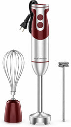 MegaWise Juego de batidora de mano 3 en 1 con control de velocidad variable, licuadora de inmersión de 400W - Incluye batidor, espumador de leche, picador y vaso medidor para batidos, sopas y