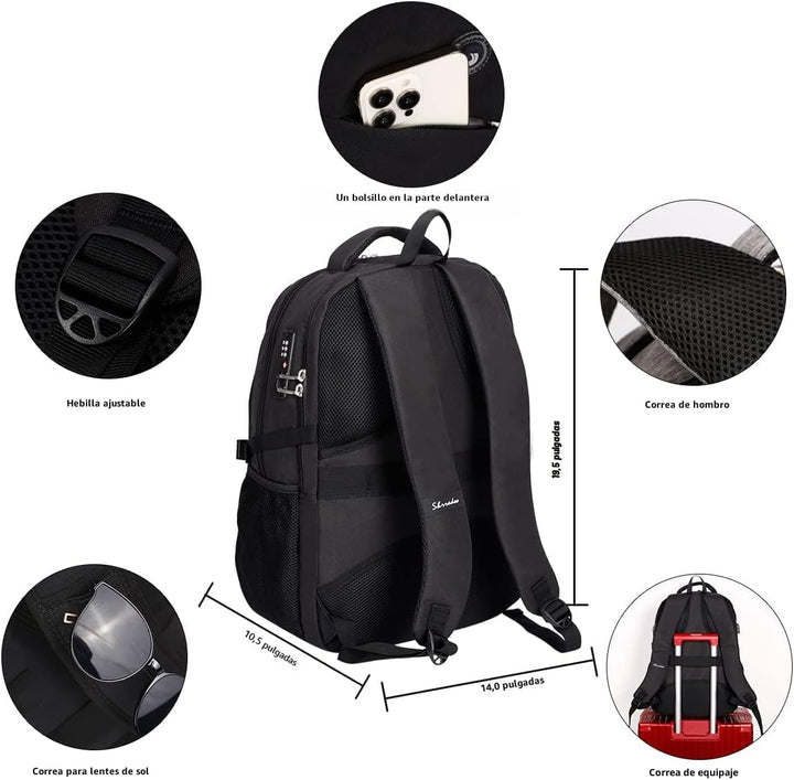 Mochila antirrobo para portátil con carga USB compatible con portát...