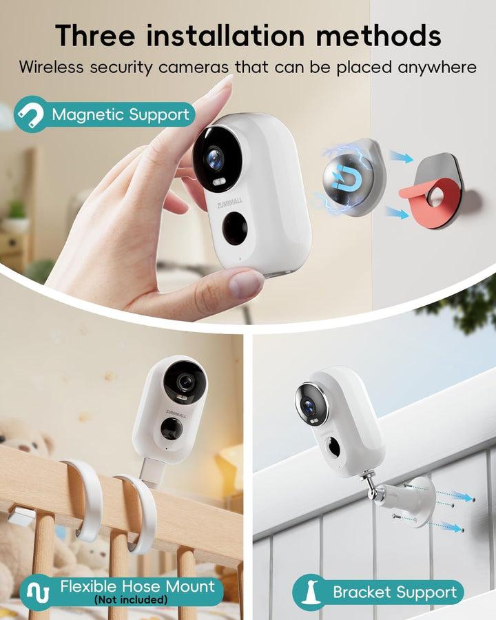 ZUMIMALL Cámaras de seguridad inalámbricas para exteriores con sopo...