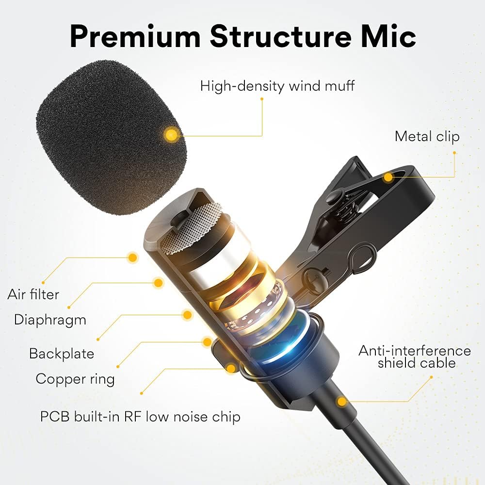 MAONO Micrófono USB Lavalier, 192KHZ/24BIT Enchufa y usa Omnidireccional Micrófono de solapa Clip de collar de camisa para PC, computadora, Mac, portátil, YouTube, Skype, grabación, podcasting, juegos