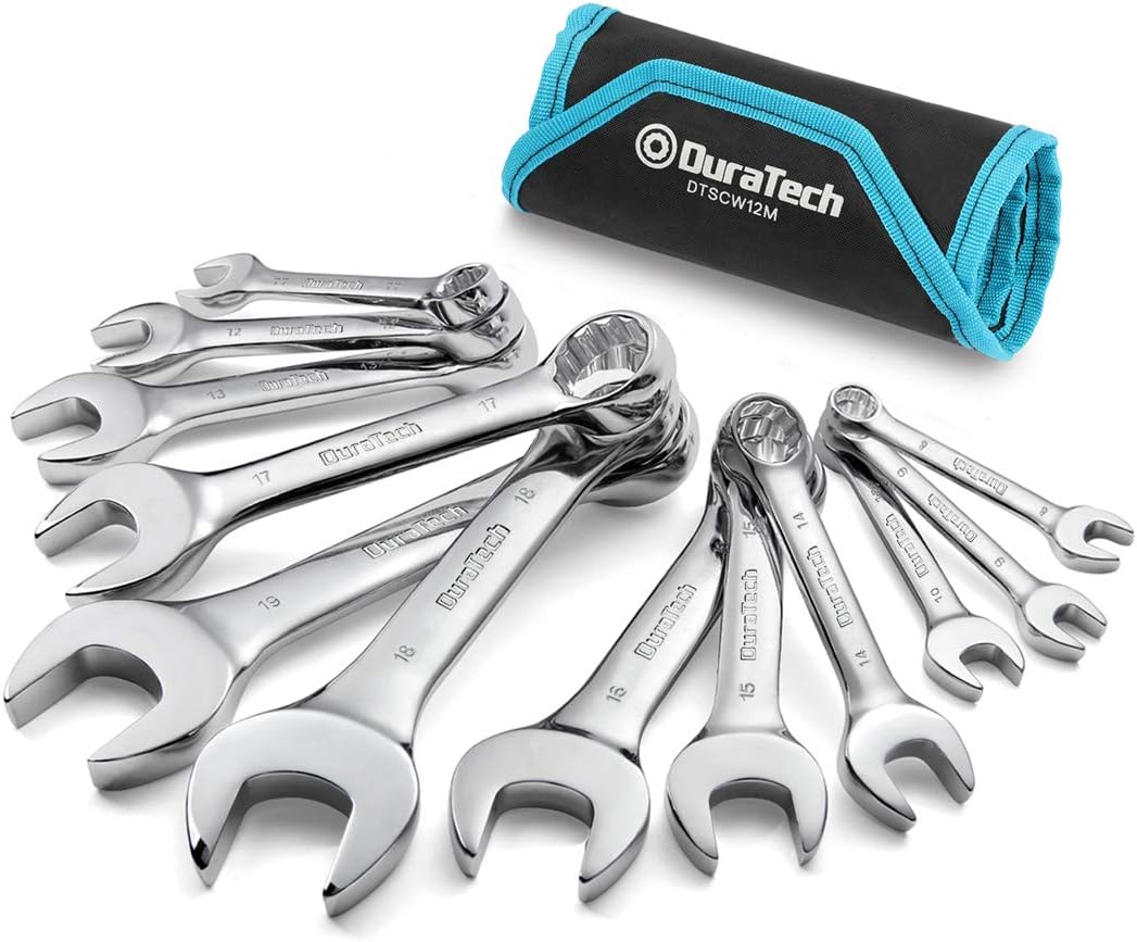 DURATECH Juego de llaves combinadas Stubby, métricas, 12 piezas, 0.315