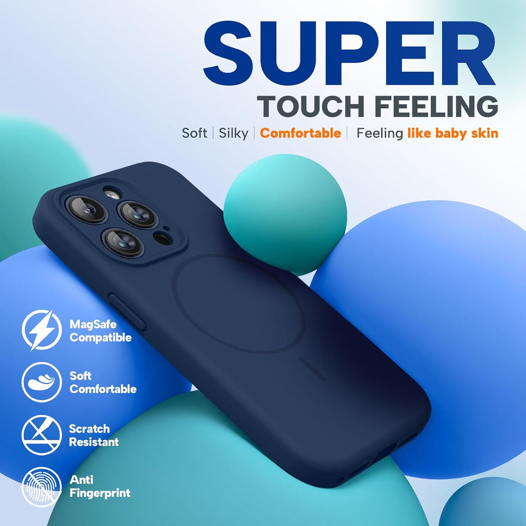 Miracase Funda de silicona y magnética para iPhone 15 Pro, azul oscuro