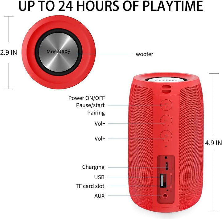Bocina Bluetooth MusiBaby, inalámbrica, para exterior, impermeable,...