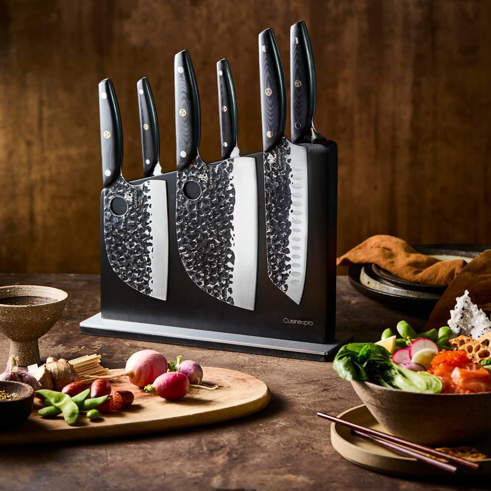 Cuisine::pro Kuroi Kiba Sakura - Juego de cuchillos de acero japonés (7