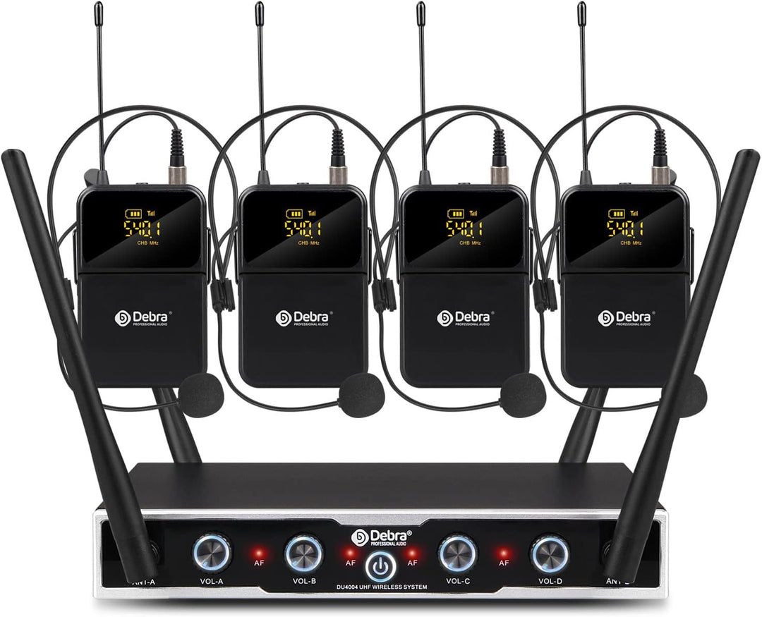 D Debra Sistema de Micrófono Inalámbrico de Audio Pro DU4004 UHF 4...