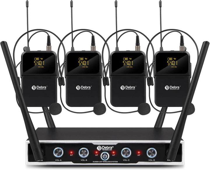 D Debra Sistema de Micrófono Inalámbrico de Audio Pro DU4004 UHF 4...