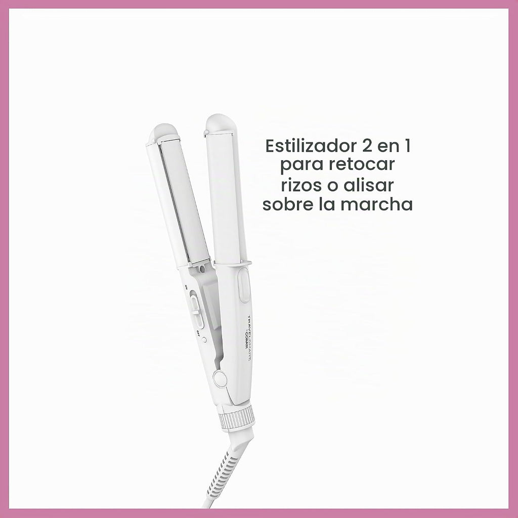 Conair Travel Smart - Plancha y rizador de pelo, herramienta 2 en 1
