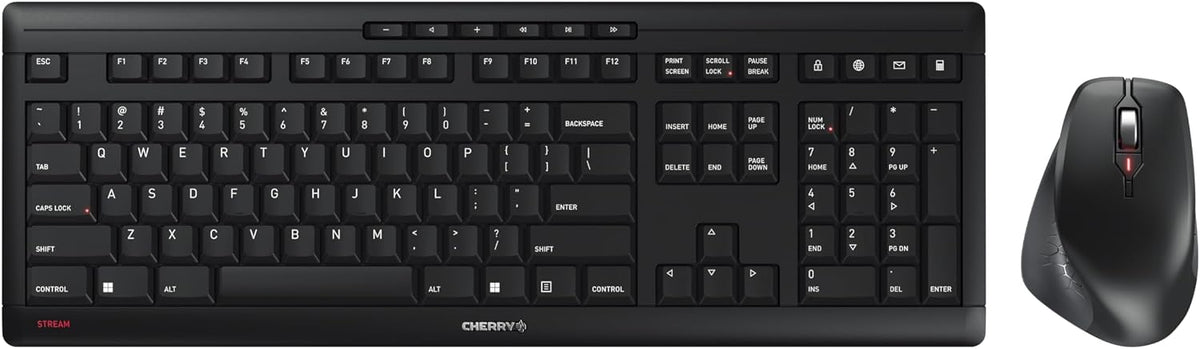 Cherry Stream Comfort Teclado y Ratón Inalámbricos de Escritorio, Negro, Desktop Combo
