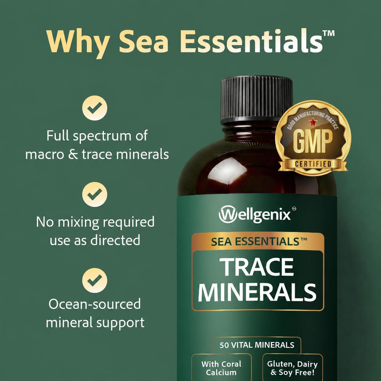 Wellgenix Sea Essentials Vital Nutrients - Multivtamina líquida de...