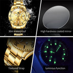 OLEVS Relojes de Lujo para Hombres, Gran Acero Inoxidable, Cuarzo Analógico, Resistente al Agua