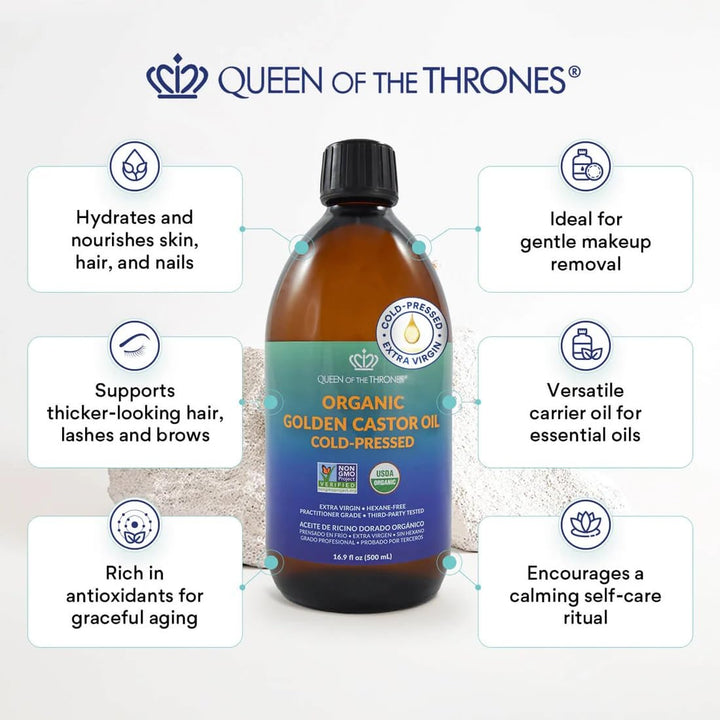 Aceite de Ricino Orgánico QUEEN OF THE THRONES | 100% Puro para Cab...