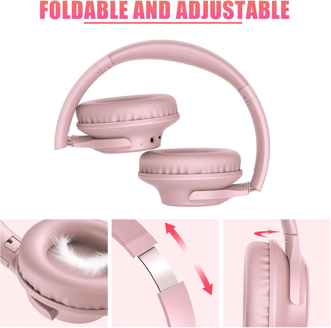 KVIDIO Auriculares Bluetooth sobre la oreja, 65 horas de reproducci...