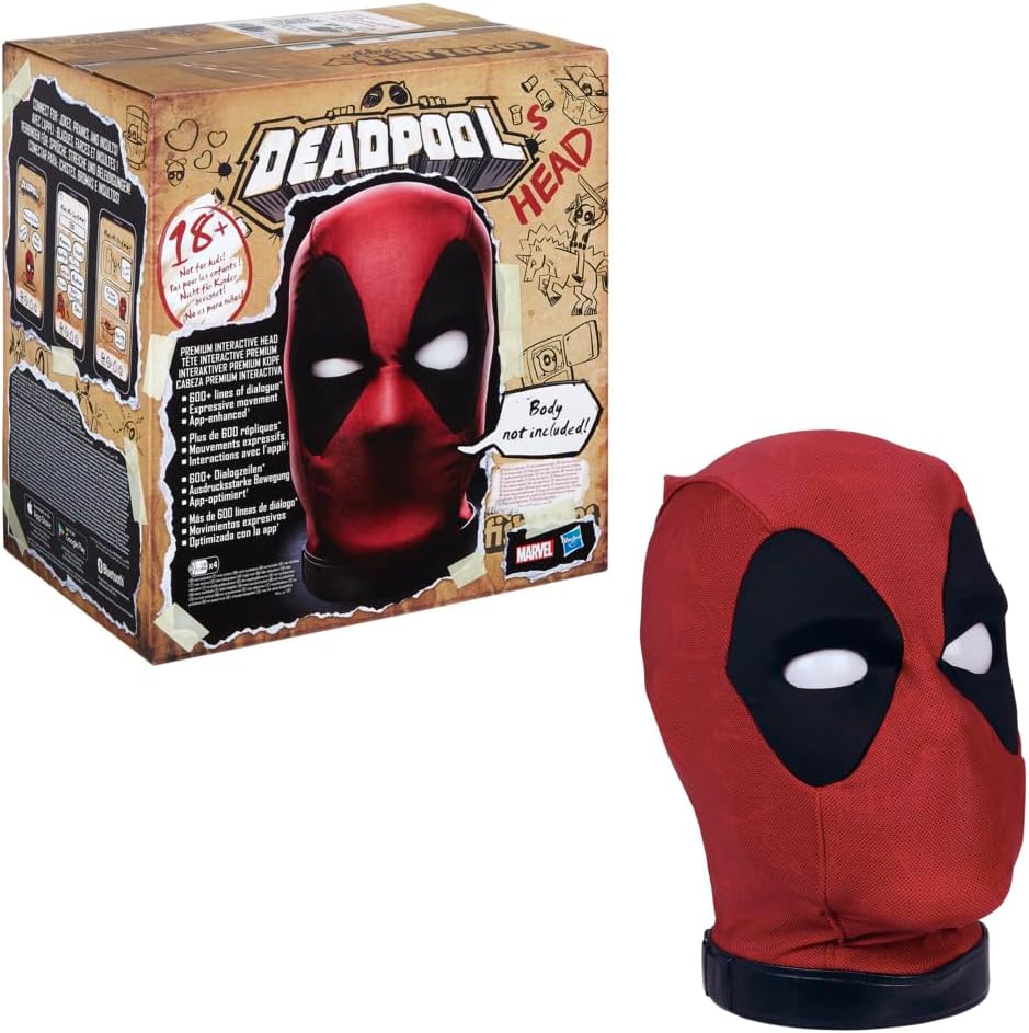Marvel Legends Cabeza Premium Interactiva de Deadpool, Electrónica con Movimiento y Habla, Mejorada con App, Coleccionable para Adultos, con Más de 600 Efectos de Sonido y Frases
