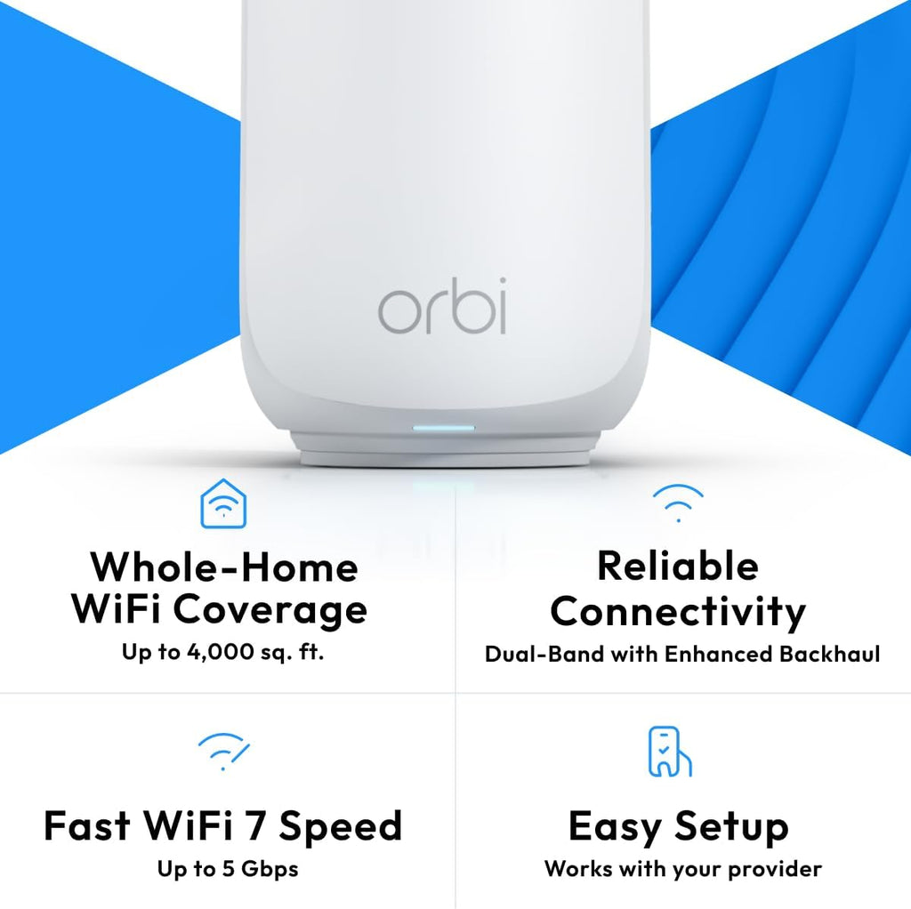 NETGEAR Orbi 370 Series WiFi 7 Sistema de malla, hasta 4,000 pies cuadrados