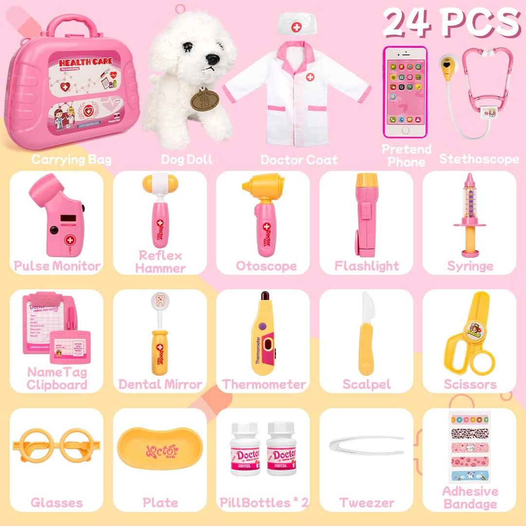 Meland Kit de médico de juguete para niñas, juego de doctor con fun...