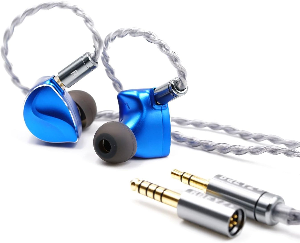 BQEYZ Invierno Ultra en el oído Monitor híbrido dinámico controlador con PZT Conducción ósea HiFi IEM 2 en 1 Enchufe intercambiable Auricular Actualización Cable para Audiófilo Azul Auriculares con