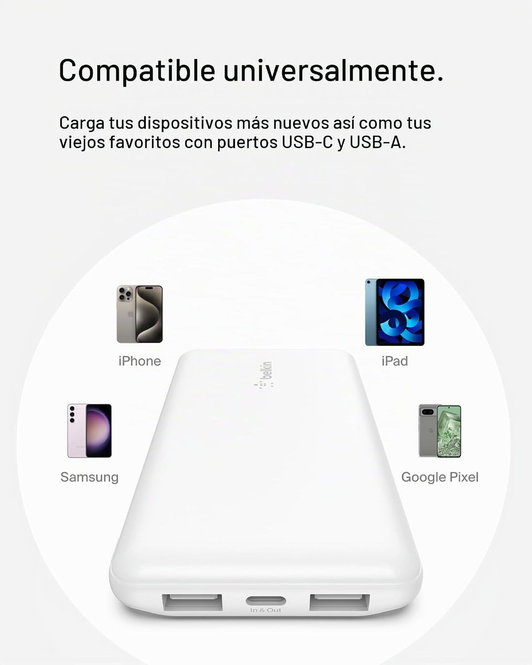 Belkin Cargador Portátil, Banco de Energía USB-C 10000 mAh con 1x P...