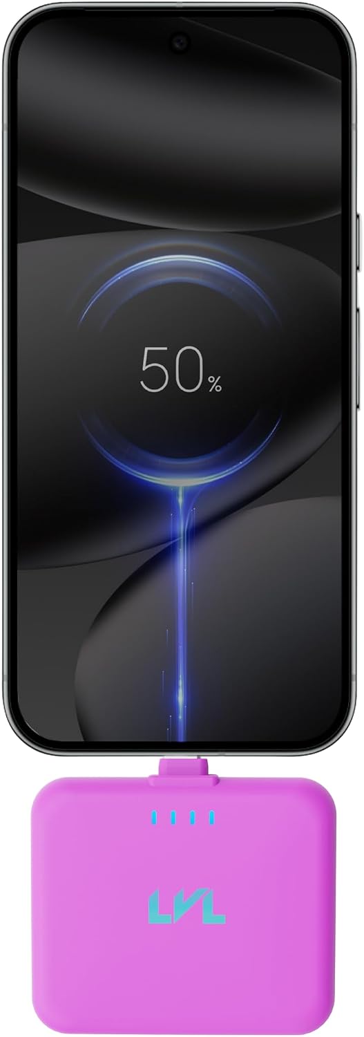 Cargador portátil LLEVVELL Spark para iPhone 17/16/15 USB C 2500mAh Banco de energía, Rosa