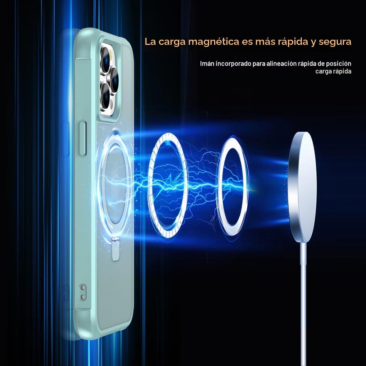 Funda compatible con iPhone 14 Pro con soporte, verde azulado