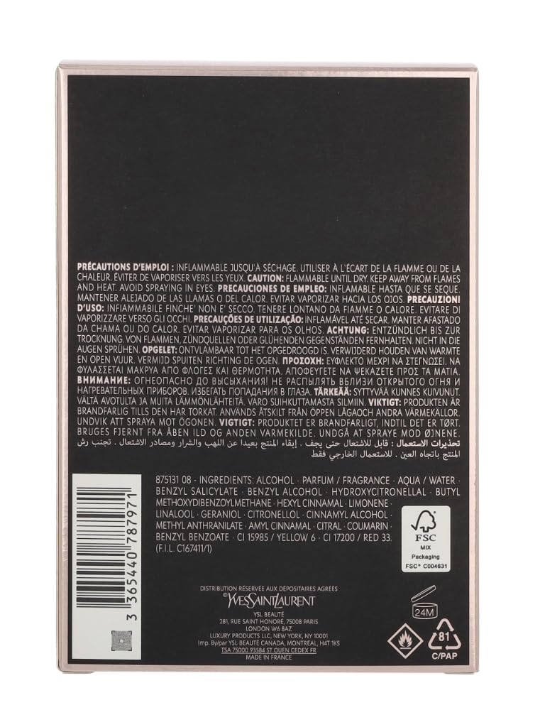 Yves Saint Laurent Eau De Parfum Spray para mujeres, Black Opium, 3...