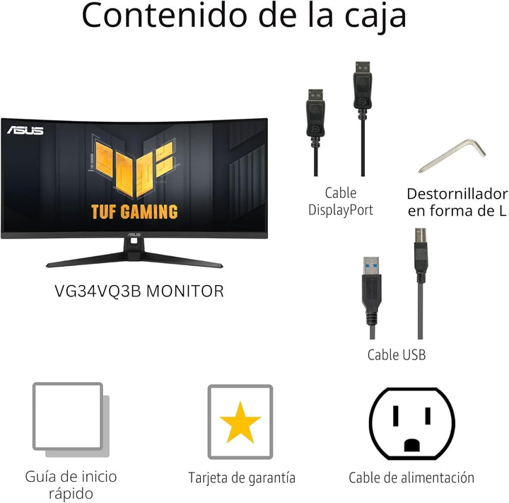 ASUS TUF Gaming VG34VQ3B \u2013 Monitor curvo ultraamplio de 34\u20...