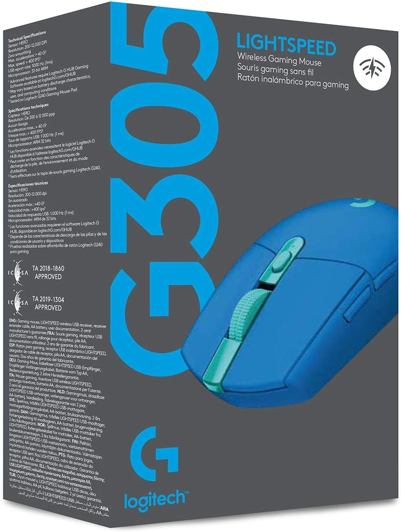 Logitech G305 LIGHTSPEED - Mouse inalámbrico para juegos, sensor He...