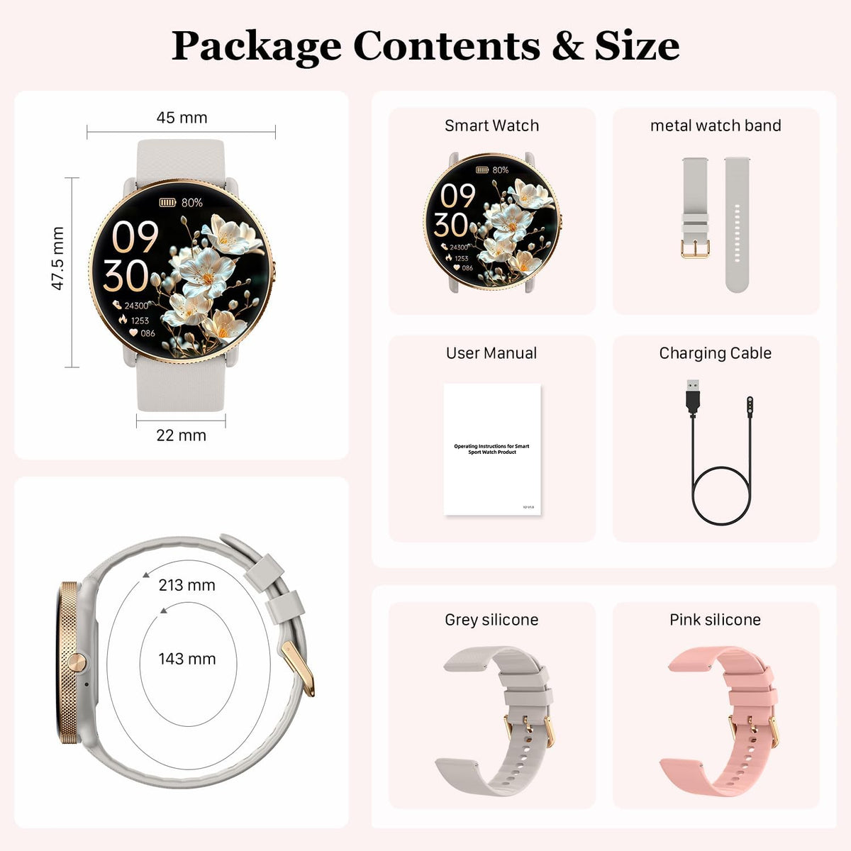 Reloj inteligente para mujer con rastreador de ejercicio: resistente al agua con Bluetooth y respuesta de llamadas, relojes inteligentes para Android/iPhone, digital, reloj inteligente, podómetro
