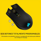 Corsair Harpoon - Ratón inalámbrico RGB ligero para juegos FPS/MOBA – 10,000 DPI – 6 botones programables – Bluetooth de baja latencia – Compatible con iCUE – PC, Mac, PS5, PS4, Xbox – Negro