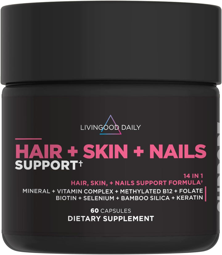 Livingood Daily Suplemento para cabello, piel y uñas, fórmula 14 en...