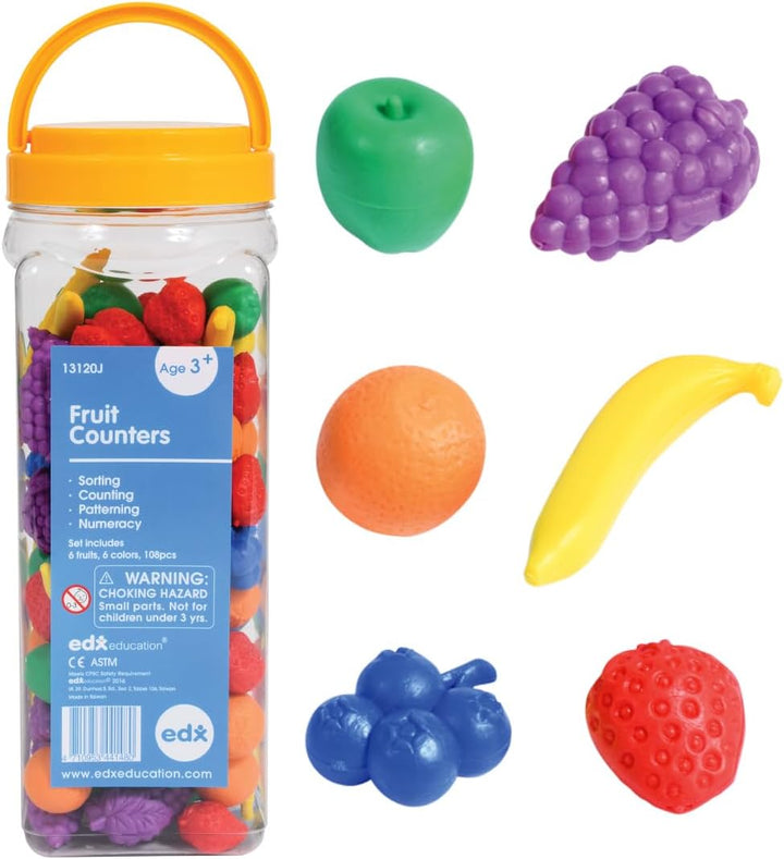 edxeducation Contadores de frutas, juego de 108 | Manipuladores mat...
