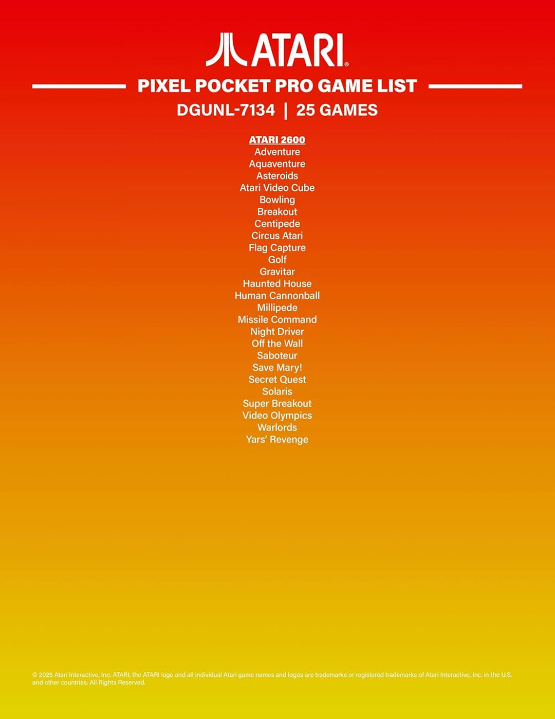 My Arcade Atari Pixel Pocket Pro: videojuego oficial de Atari, llav...