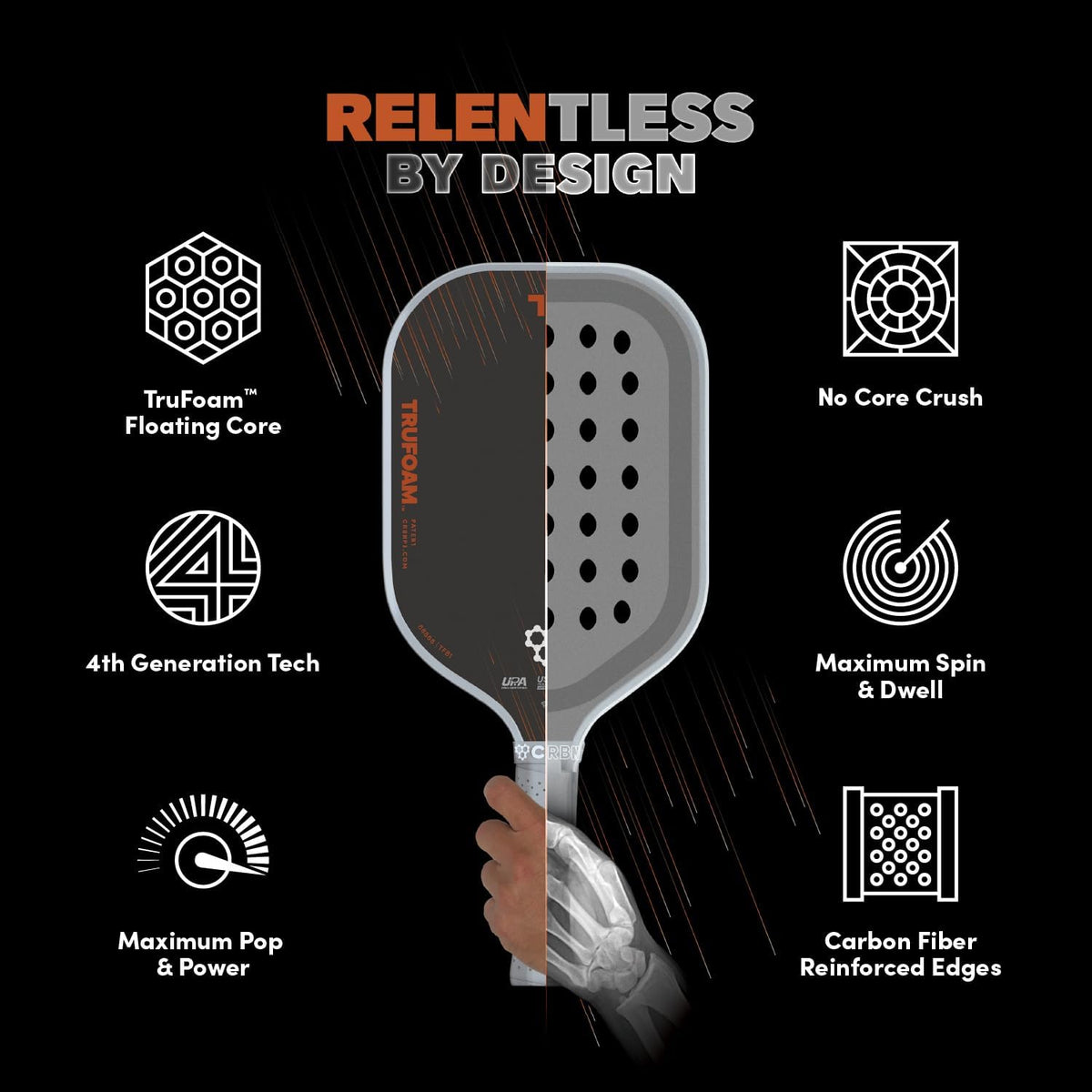 CRBN Pickleball - TruFoam Barrage - Paleta de Pickleball de Fibra de Carbono