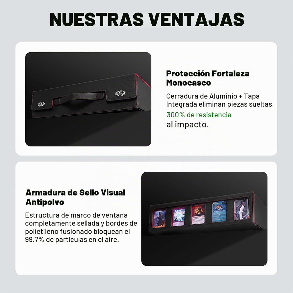 ZLCA Tarjetero/caja de almacenamiento para cartas de 5 filas con asa, caja de almacenamiento MTG