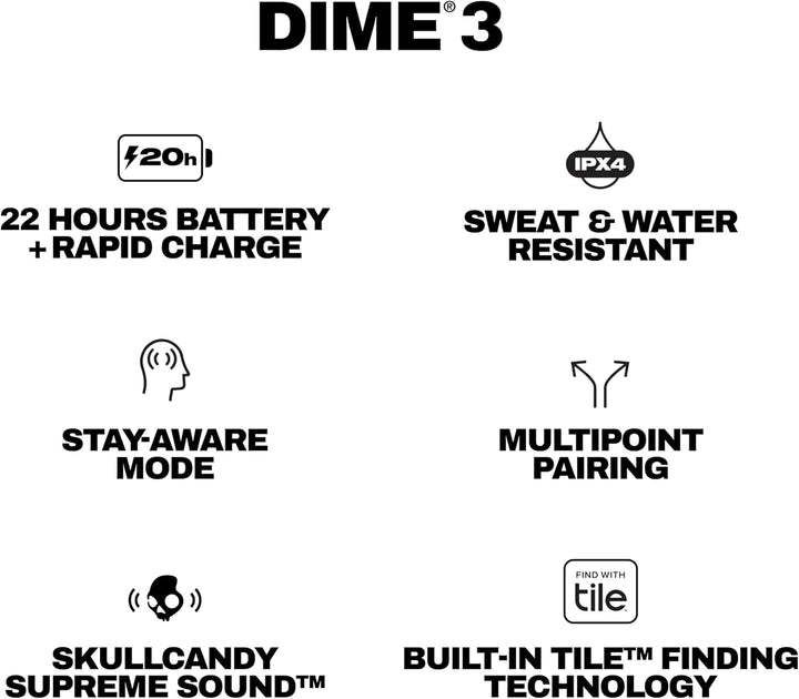 Skullcandy Dime 3 Auriculares Inalámbricos, Auriculares Bluetooth,...