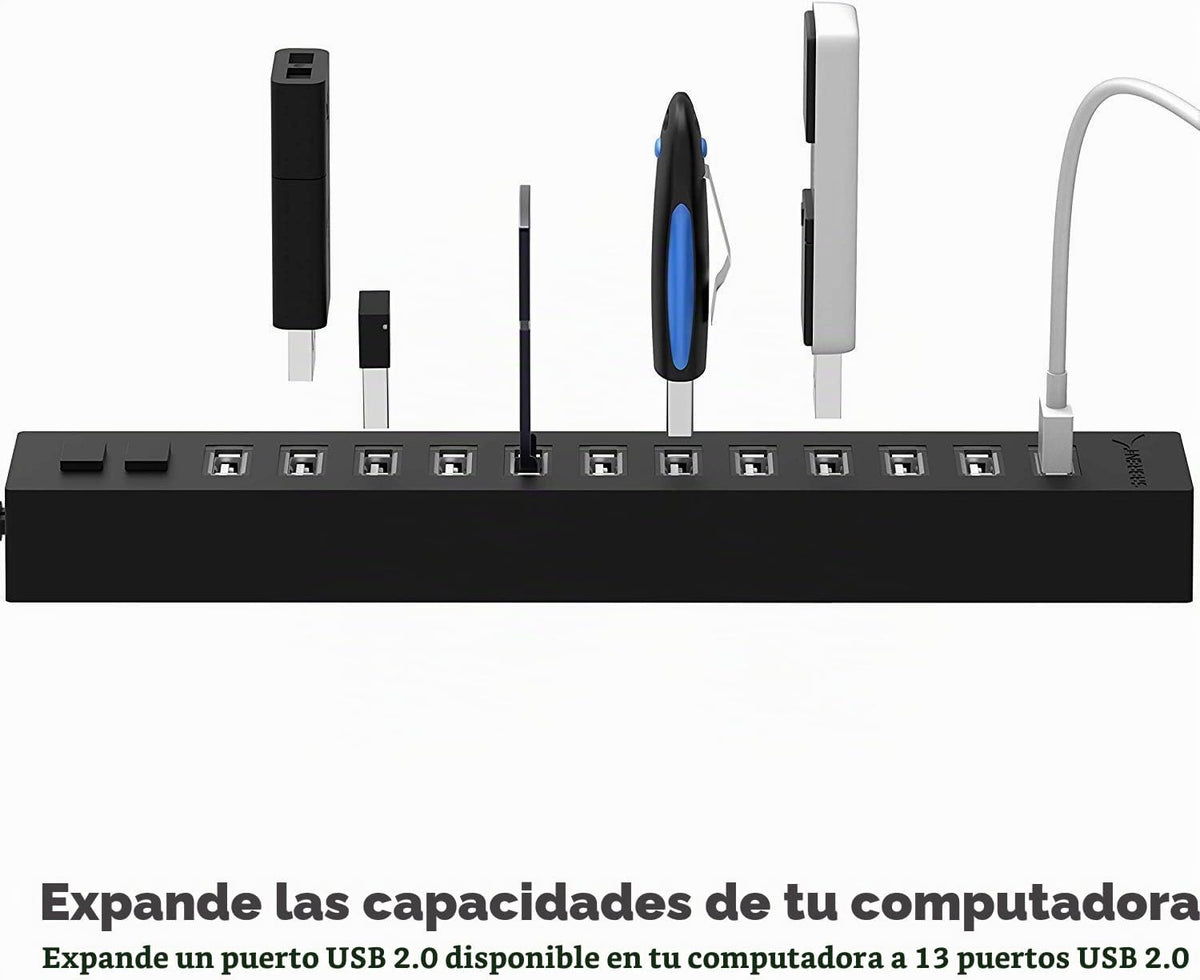 SABRENT, HB-U14P, hub USB 2.0 de 13 puertos, alimentado