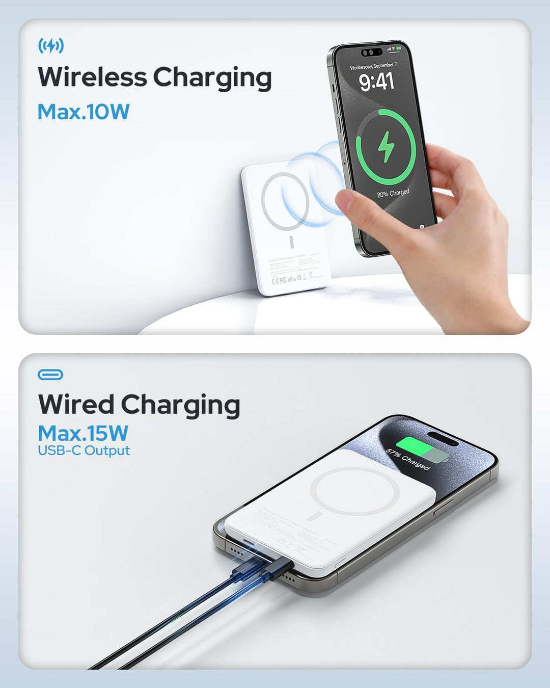 TRKOY para MagSafe Power Bank Ultra Slim, cargador portátil inalámb...